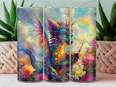 Book Reading Dragon Skinny Tumbler Wrap 20 oz tumbler 30 oz tumbler book tumbler color image custom tumbler design design tumbler dragon dragon background dragon vector illustration photography seamless tumbler skinny tumbler sublimation tumbler sublimation tumbler template tumbler warp vector art waterslide tumbler