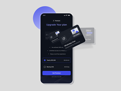 Premium Page Design ai application darkmode design mobile premium ui ux