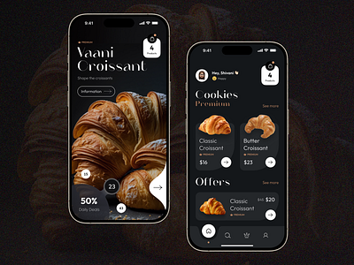 Croissant App Design appdesign branding cafe croissant croissant app design dribbble best shot figma illustration logo ux