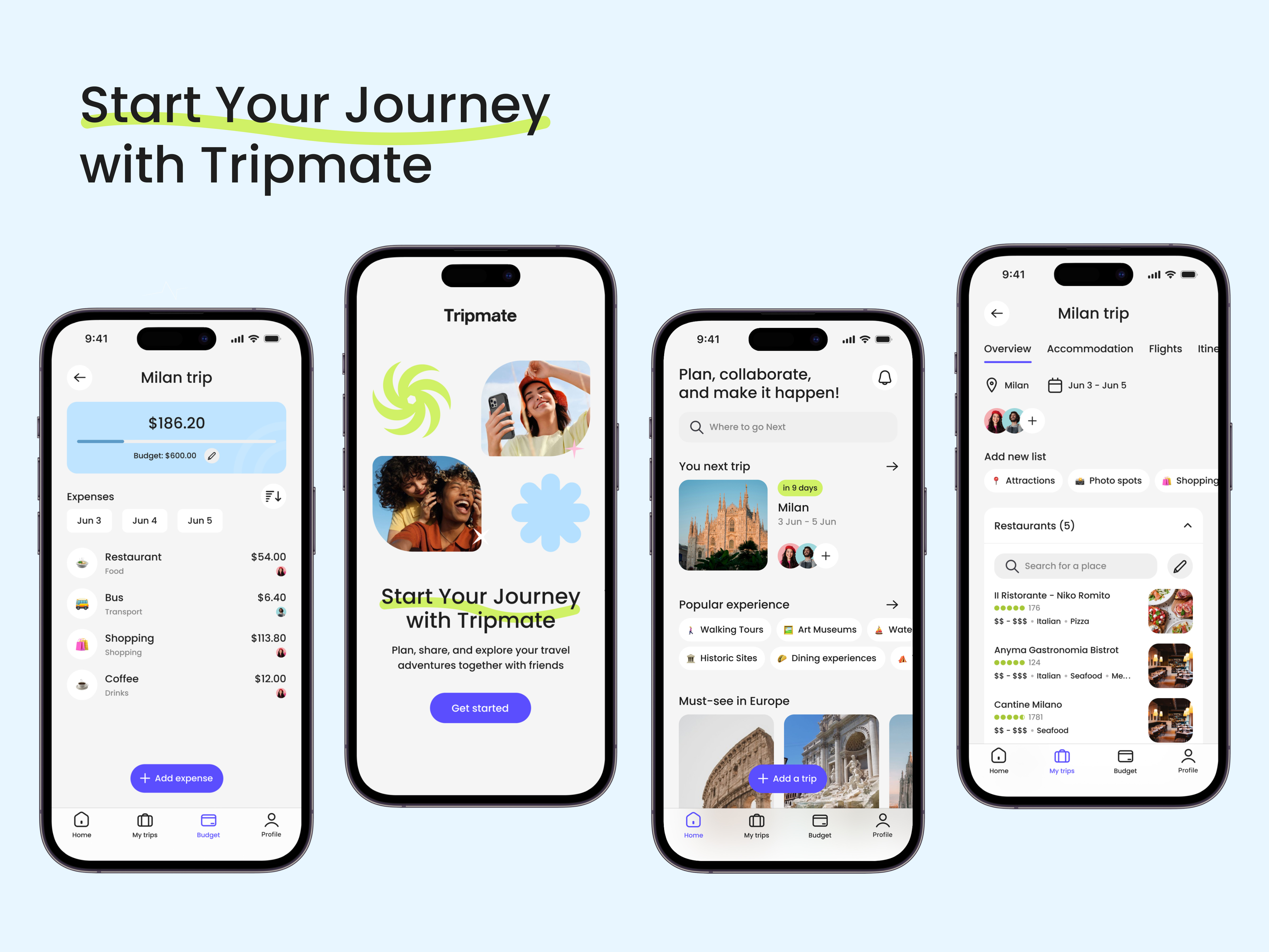 Travel Sharing and Collaboration App mobile app product design travel app travel budget ui ux