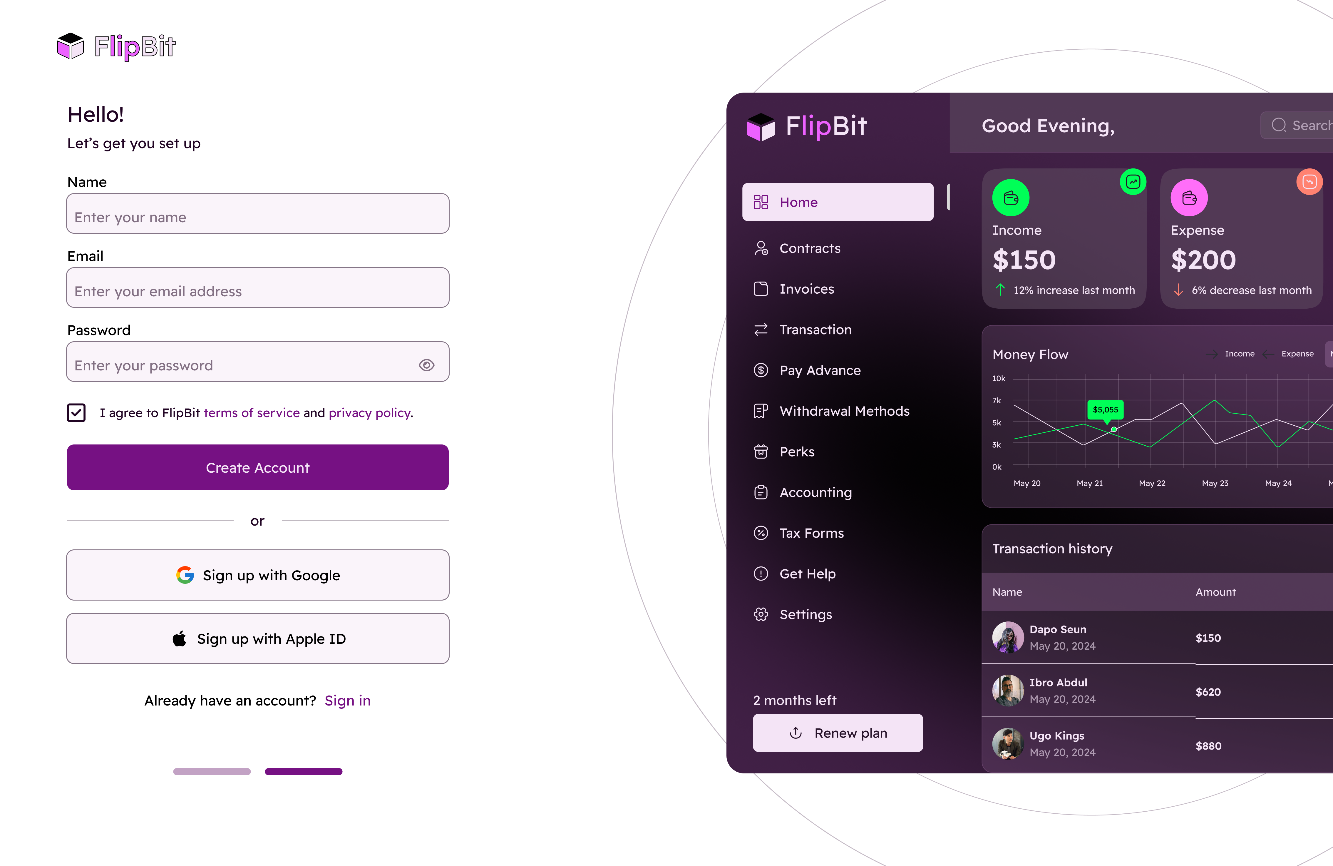 Onboarding process #DailyUI 001 ui