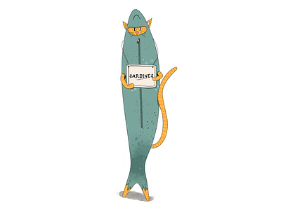 Sardines cat cat costume contest costume digital illustration fish humor illustration illustrator joke lisboa lisbon mischievous naughty portugal portuguese procreate sardines vector