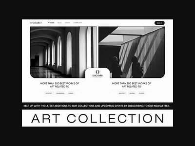 Art Collection Website architecture art art gallery artcollection black and white building classic collection community discover website echo echo design echodesign gallery gilroy layout minimal minimal design unique design website