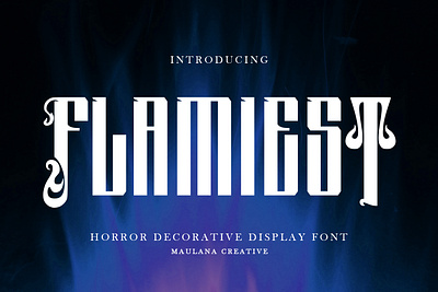 Flamiest Horror Display Font animation blackletter branding design font fonts graphic design handmade font illustration logo maulana creative nostalgic