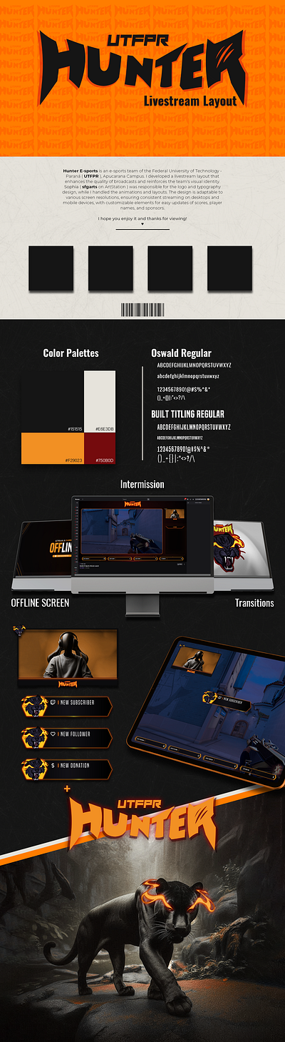 Hunter E-sports | Livestream Layout esports gaming graphic design livestream overlay streaming twitch overlay ui uiux