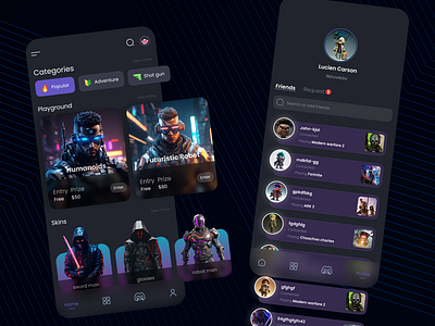 Mobile game app app app ui character design cyberpunk dark ui digitalart futuristic game game app game dark mode game ui games gaming hyper casual games mobile games multiplayer games realistic game single player games ui uiux