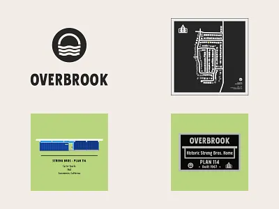 Overbrook Streng Bros Homes community - custom artwork adobe illustrator california design mockups house drawing illustration logo logo design mid century modern minimalist sacramento signage design vector vector art vector illustration