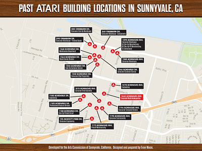 Past Atari Building Locations Map (Sunnyvale, CA) 1970s 70s atari california map retro sunnyvale video games