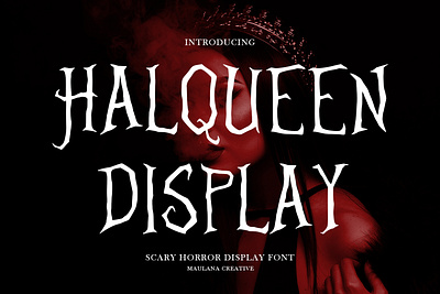 Halqueen Horror Display Font animation branding decorative design font fonts graphic design handmade font illustration logo maulana creative nostalgic serif