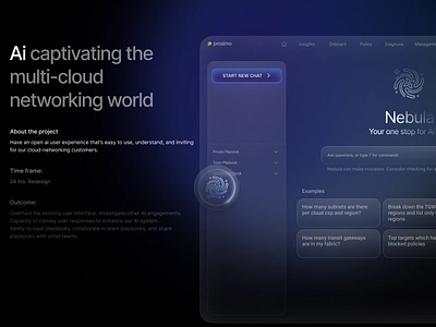 Ai - Nebula cloud networking dark mode product design ui ux