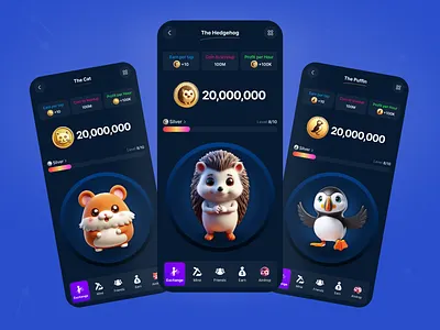 Play2Earn games airdrop bot catizen clicker clicker games crypti exchange crypto crypto games exchange hamster money nft notcoin p2e play to earn play2earn projects telegram ui design web3