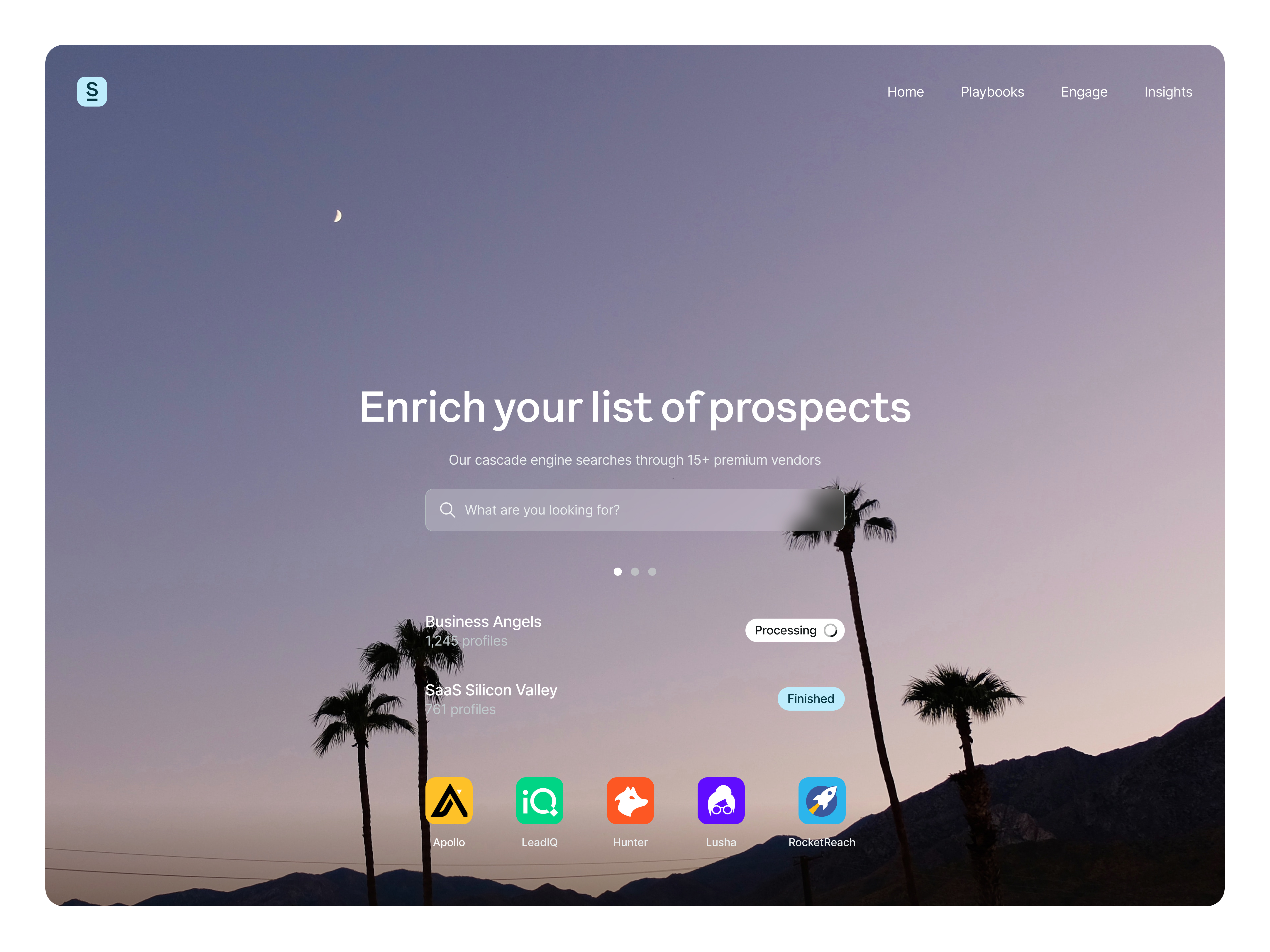 Enrich your contacts — Surfe UI app clean ui create lists dashboard design system enrich enrich profile enrichment in progress find contact details find email find mobile leads list building outreach outreach automation product design prospects saas search web app
