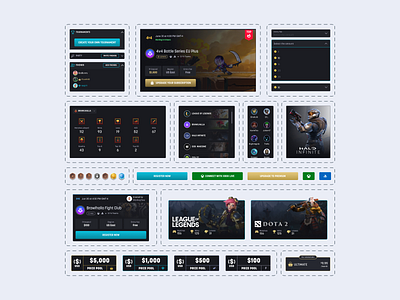 FirstBlood - Components design gaming platform product ui user interface ux
