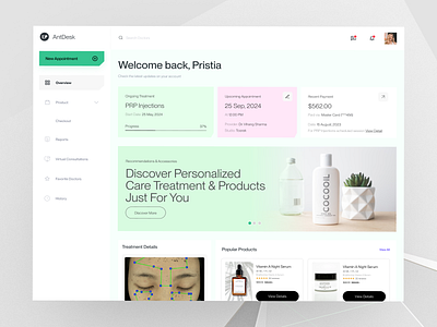 Wellness Beauty Products antdesk beauty products color palettes customer journey e commerce elegant ui idealrahi interactive elements intutive design minimalist design motion ui product showcase smooth navigation traitment ui ux design user experience user interface visual design webapp wellness