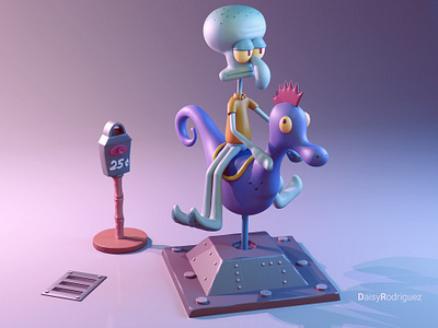 Squidward's dream 3d blender bobsponje character illustration lighting squidward