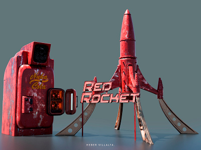 Nuka Cola Machine and Red Rocket Fallout Fan Art 3d cola fallout light redrocket render rocket