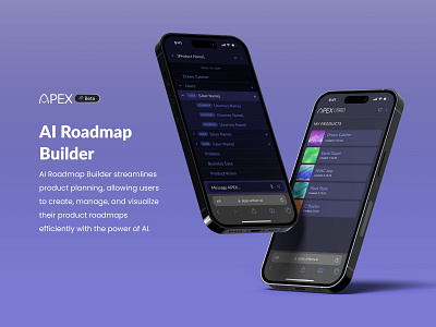 Apex Roadmap Builder ai ai powered app artificial intelligence beta version chat design chat ui design thinking innovation mobile app product design product roadmap productivity project management smart tools task management ui user experience ux ux design