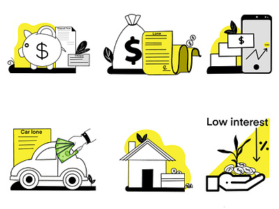 Bank illustration animation app bank carloan. design document graphic design home loan illustration logo money ui vector