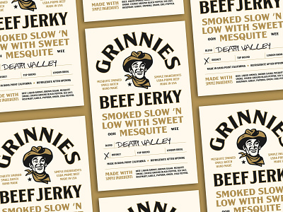 Grinnie's Beef Jerky beef jerky branding cowboy jerky label packaging smoked western