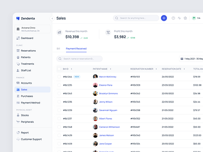 Zendenta - Payment Received dental clinic health care management payment received product design saas sales ui ux web app web design