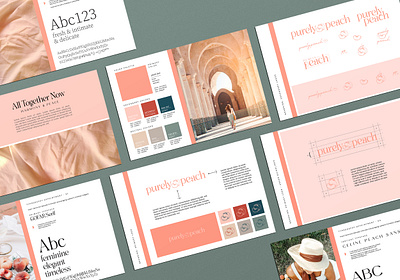 Purely Peach Brand Development + Guidelines brand aesthetic brand development branding color palette design feminine design graphic design logo logo design typography vector