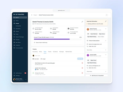 Tasks donar donation profile saas stats task timeline ui ux