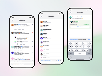 Comments app comments community crypto ios nft payment ui ux