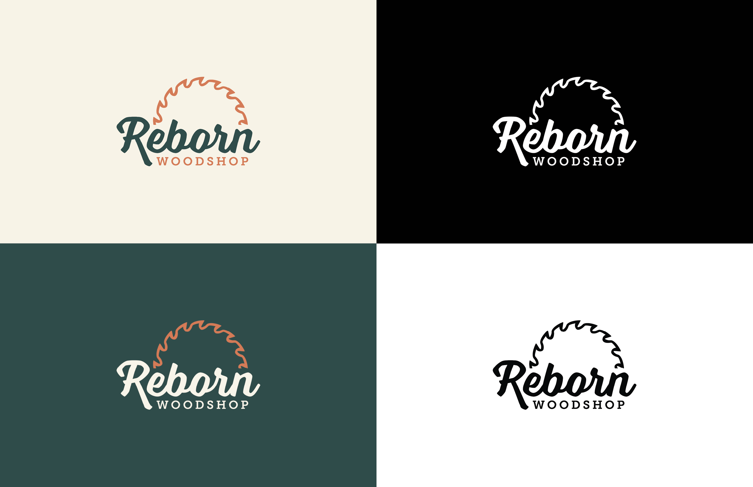 Reborn Woodshop Logo brand identity branding design graphic design hand lettering illustration logo texture typography woodshop