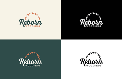 Reborn Woodshop Logo brand identity branding design graphic design hand lettering illustration logo texture typography woodshop