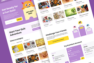 LearnFun - Trivia Quiz Landing Page V1 application apps creative design game innovation interactive landing landing page layout learning play question quiz trivia ui ux website