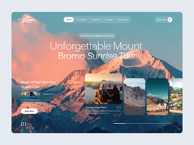 Bromo Mountain Tour Travel Landingpage booking app booking website brutalism cleandesign guide landing page landingpage mountain tour tourism travel travel app web design