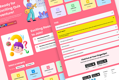 Haiyellow - Trivia Quiz Landing Page V1 application apps creative design game innovative interactive landing layout learning page play question trivia ui user ux website