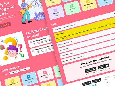 Haiyellow - Trivia Quiz Landing Page V1 application apps creative design game innovative interactive landing layout learning page play question trivia ui user ux website