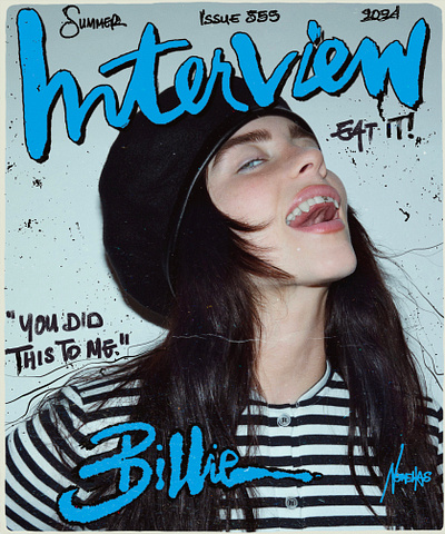 Redesigned Billie Eilish's magazine cover x Interview Magazine art billie billie eilish colors cover creative design digital art edit editorial design eilish fashion graphic design interview magazine magazine cover magazine covers music nomehas