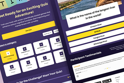 Quezi - Trivia Quiz Landing Page V2 application apps creative design game innovative interactive landing layout learning mobile apps page play question quiz trivia ui user ux website