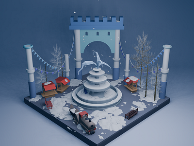 Blender 3D Modeling Practice: Winter Wonderland 3d blender design modeling winter wonderland wonderland