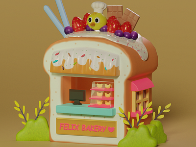 Felix Bakery 3d blender cute design