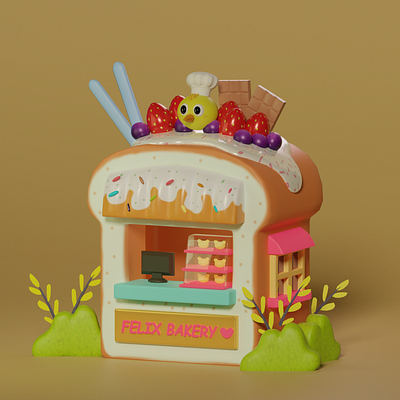 Felix Bakery 3d blender cute design