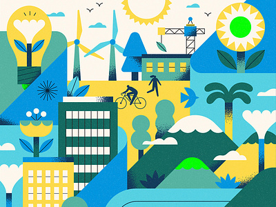 Accelerate ESG abstract blue branding city construction design electricity esg flowers geometric illustration minimal mountains nature people sustainability texture trees vector water