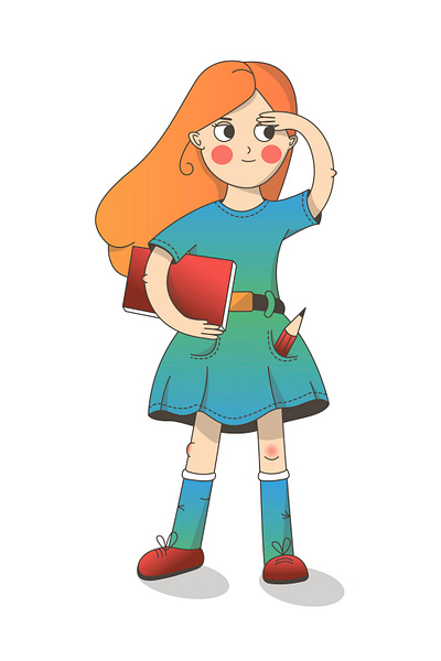 Just looking for new knowledge cartoon character design girl illustration