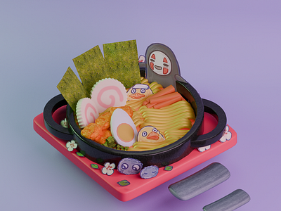 Ghibli Ramen 3D Illustrator 3d blender cute design ghibli illustration