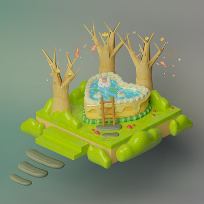 Love Pond 3D model Illustrator 3d blender cute design
