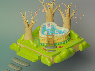 Love Pond 3D model Illustrator 3d blender cute design