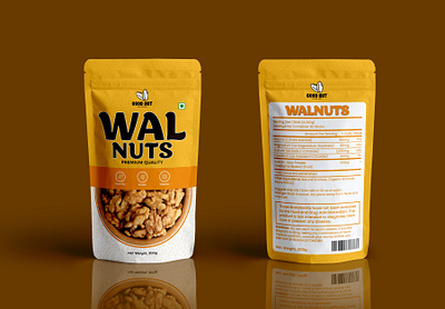 Nuts Pouch Packaging Design nut pouch design nuts packet design package design packaging packaging design pouch design pouch packaging design product design product label walnuts pouch design