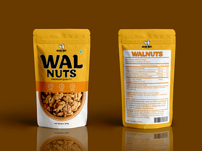 Nuts Pouch Packaging Design nut pouch design nuts packet design package design packaging packaging design pouch design pouch packaging design product design product label walnuts pouch design