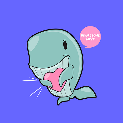 WHALEsome Love animal cartoon cute fish jokes love mammal meme ocean sea whale