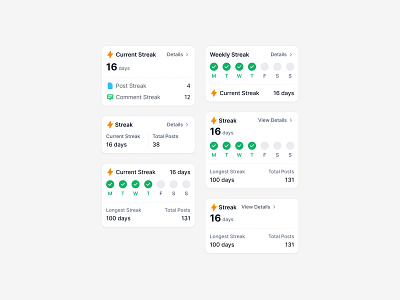 Streaks ⚡ app app design comments dashboard posts product product design saas streaks ui ui design ux ux design web web app web design website widget writing