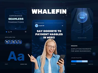 Whalefin - Visual Identity 🐋 brand brand guideline brand guidelines branding case study crypto crypto branding crypto finance crypto logo design finance logo graphic design illustration payment ui visual identity web3 web3 logo whale branding whale logo