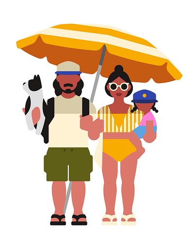 Family🌞 beach character color family flat graphic design illustration summer