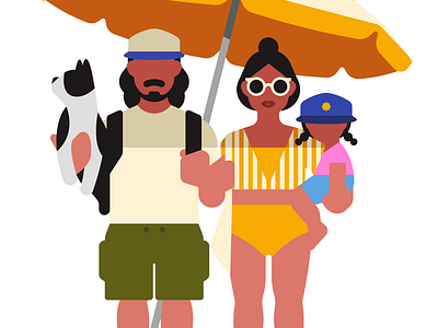 Family🌞 beach character color family flat graphic design illustration summer